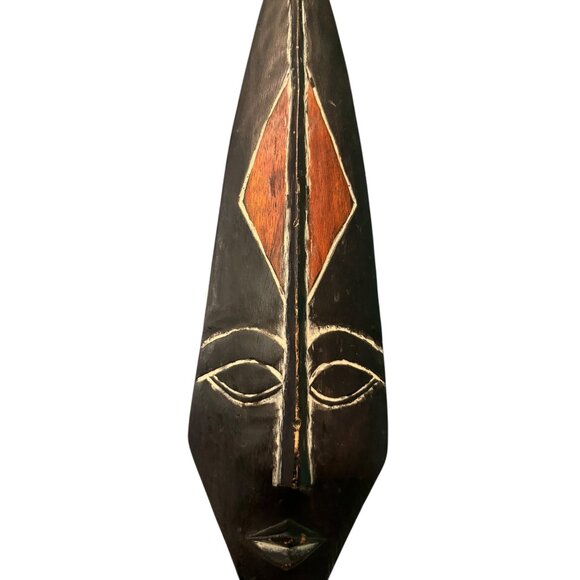 African Ghana Tribal Wood Face Carving Sculpture Handcrafted Decor Vntg Art - Picture 5 of 7